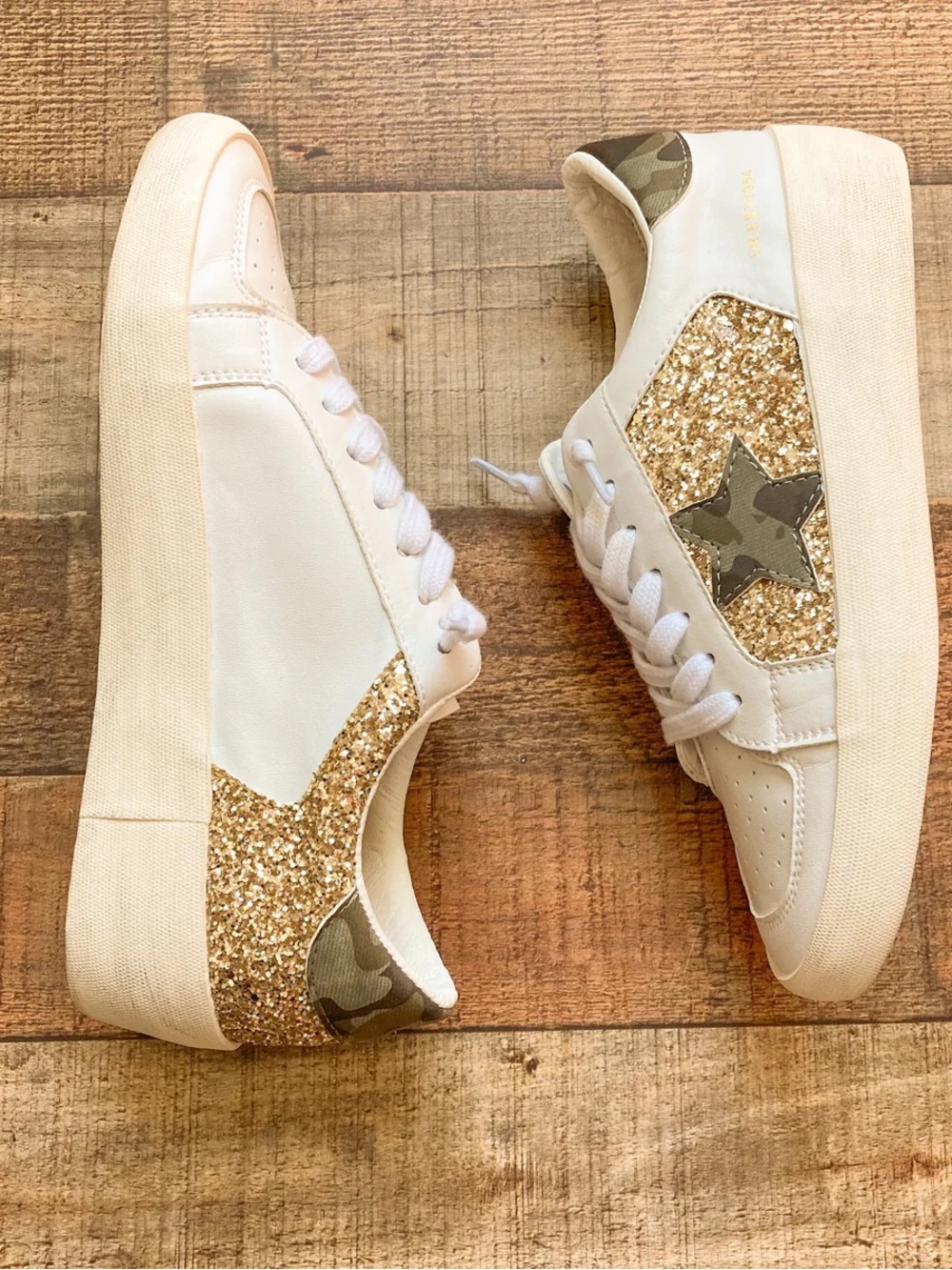 Vintage Havana Women’s White Sneakers with Gold Accents